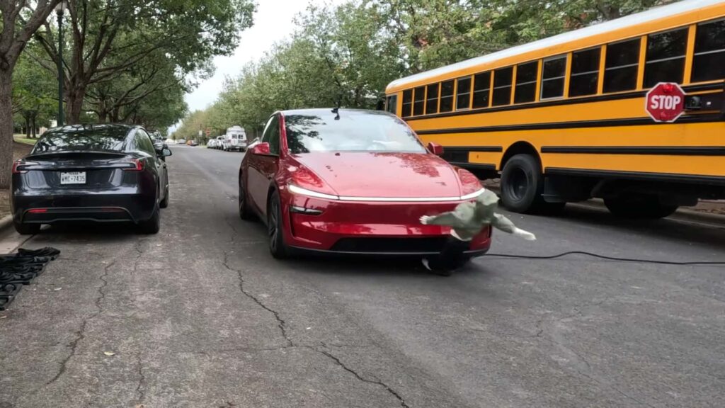 Tesla Model Y Driving On FSD Knocks Down Kid-Sized Dummies Eight Times
