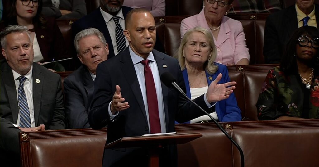Jeffries delays House vote on Trump spending bill with hourslong speech
